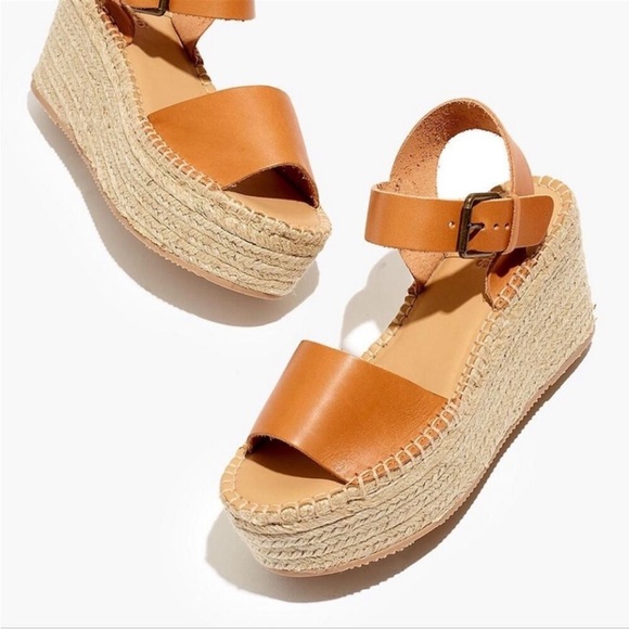 L🌴SOLUDOS🌴TAN LEATHER FLATFORM SANDALS - Picture 2 of 9